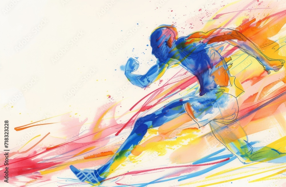 artist sketch illustration portrait of athlete running Generative AI artist sketch illustration portrait of athlete running Generative AI