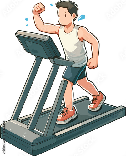 Working Out 2D flat illustration. in treadmill