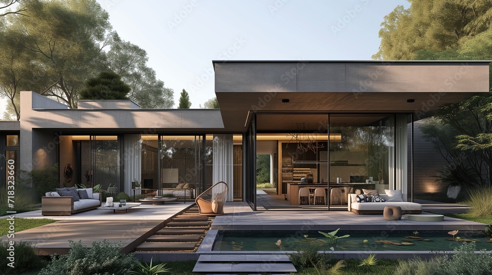 Fototapeta premium house project natural materials light colours modern style
