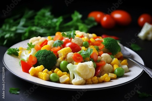 Vegetable dish. Diet, healthy food. Generative AI photo