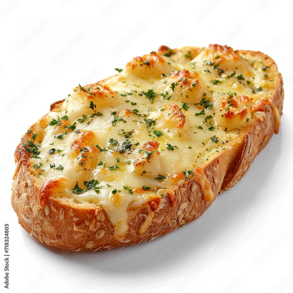Garlic bread with cheese isolated on white