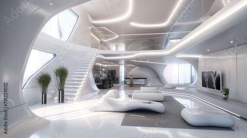 huge modern futuristic urban penthouse interior