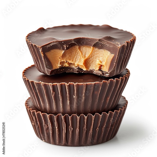 Peanut butter cups isolated on white 