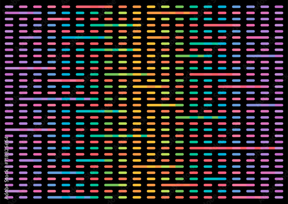 dashed line pattern. colorful lines pattern on black background