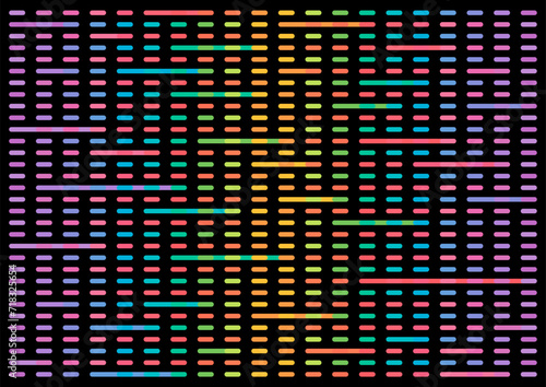 dashed line pattern. colorful lines pattern on black background