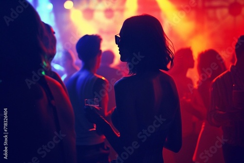 Silhouette of a girl in front of the crowd at a concert