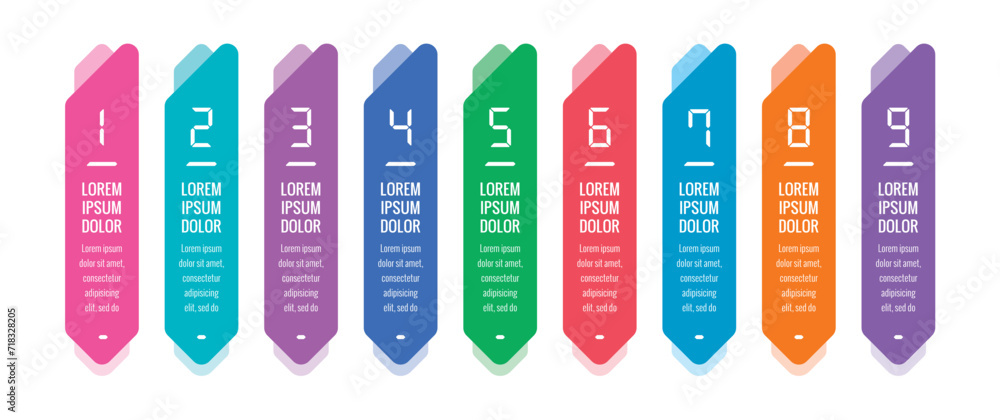 digital numbered sticker infographic. nine-step digital information template digital numbered sticker infographic. nine-step digital information template