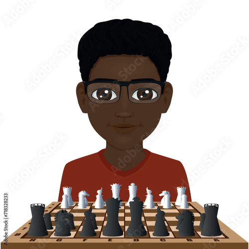 boy ready to play chess