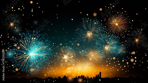 Happy new year celebration night sky fireworks image ____3451