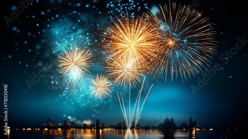 Happy new year celebration night sky fireworks image ____3449 © DolonChapa
