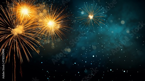 Happy new year celebration night sky fireworks image ____3447