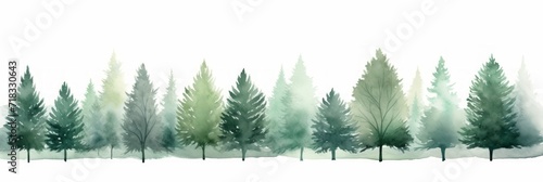 Rowan Tree Line on White Background Generative AI