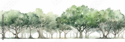 Banyan Tree Line on White Background Generative AI