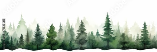 Watercolor Cedar of Lebanon Tree on White Background Generative AI © Alex