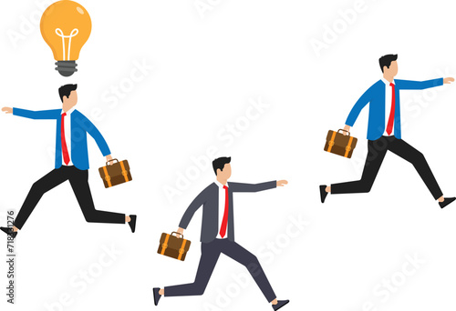 Businessman running with Think different business direct concept to success concept

