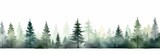 Watercolor Fir Tree Line on White Background Generative AI