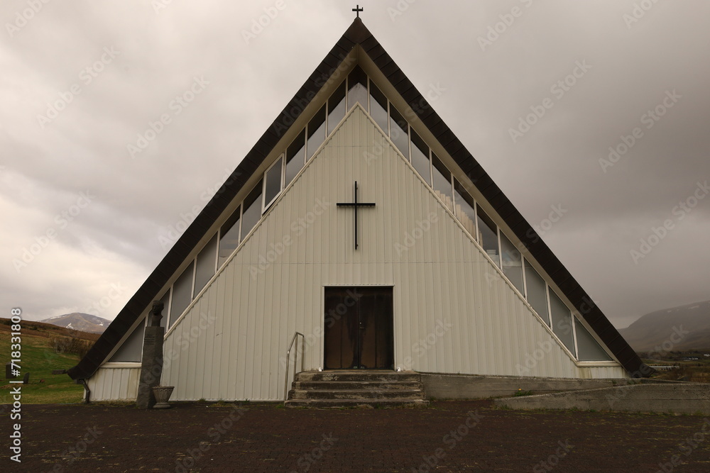 View on a church in the Golden Circle in southern Iceland