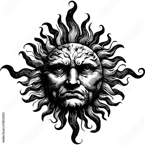 Heraldic Sun Face Arms