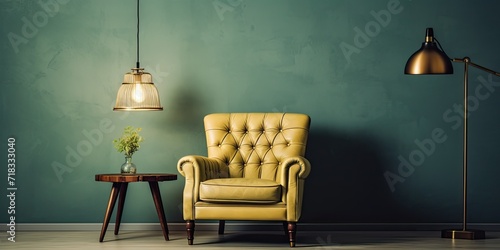 Vintage room featuring a desk lamp and a classic armchair sofa couch.