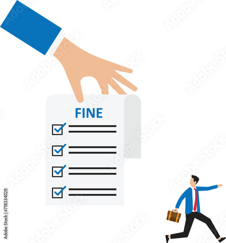 Penalty fine to pay for prohibited legal, charge and expense punishment notice and traffic charge bill concept.
