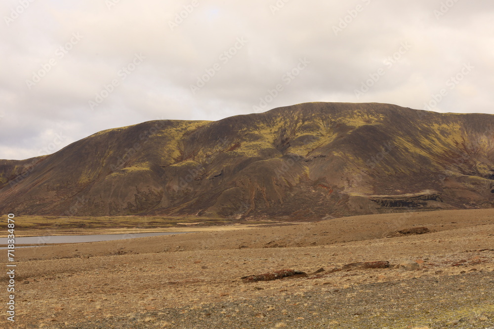 View on a mountain in the Golden Circle which is a tourist area in southern Iceland