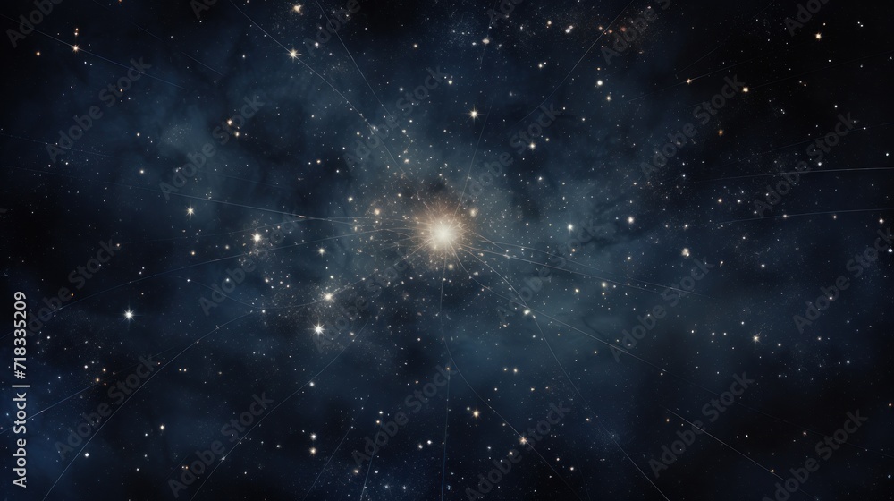 a large cluster of stars in the middle of a space filled with dark blue and white stars and a star cluster in the middle of the middle of the sky. a large cluster of stars in the middle of a space filled with dark blue and white stars and a star cluster in the middle of the middle of the sky.