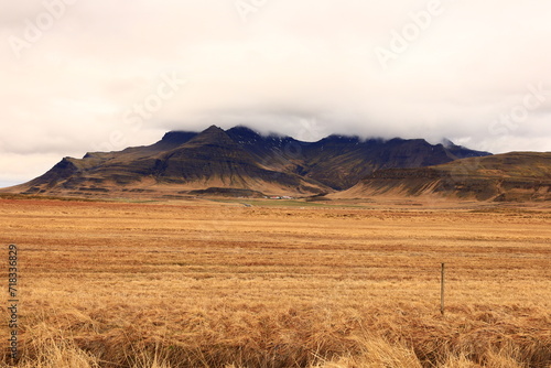 View on a mountain in the Golden Circle which is a tourist area in southern Iceland