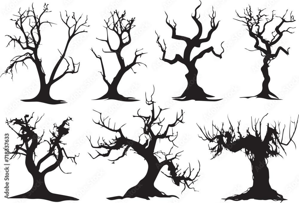 Set Trees. Hand drawn vector illustration Set Trees. Hand drawn vector illustration