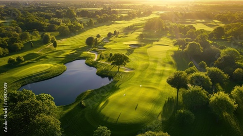 Aerial View over a Golf Course in Sunshine photo