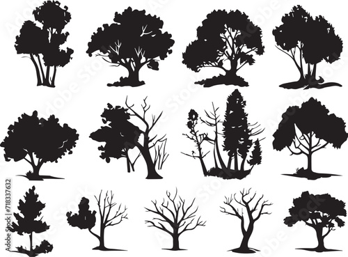 Set Trees. Hand drawn vector illustration