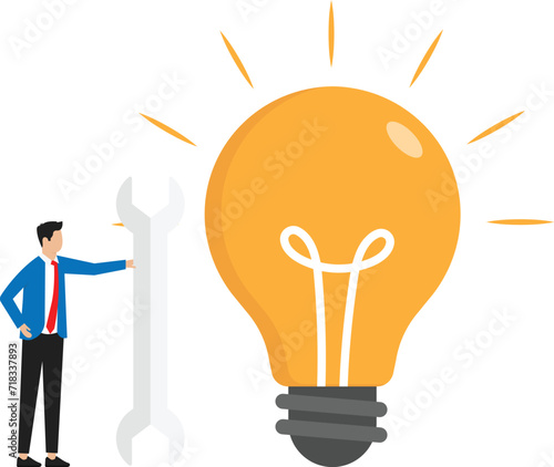 Looking for ideas working together brainstorming. Creative and innovative process with critical thinking. Light bulbs as bright unrealized thoughts.
