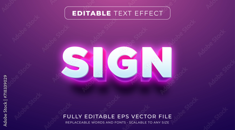 Editable text effect in glowing bold neon style Editable text effect in glowing bold neon style