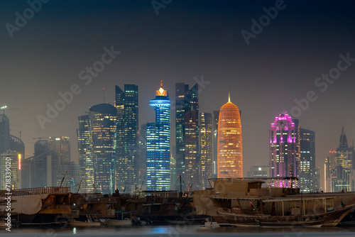 Doha Qatar MIddle East Panoramic View by Sunset