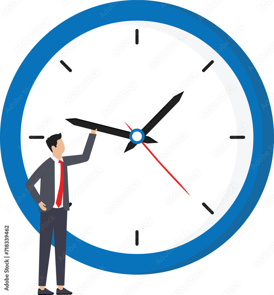 Changing to summer or winter time and man changes hand of clock. Wintertime and summertime setting. Clock to one hour back or forward.
Changing to summer or winter time and man changes hand of clock. Wintertime and summertime setting. Clock to one hour back or forward.