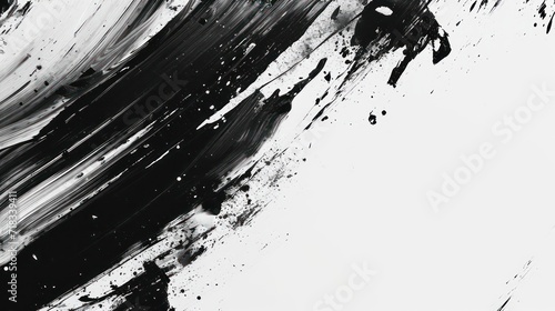 Abstract black ink texture Japan style on a white background. Water color splash. Hand brush ink on white paper.