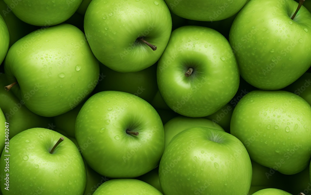 Fresh green apples with water drops close up. Fresh green apples with water drops close up.