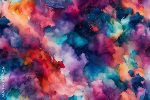  vibrant and textured background resembling a watercolor wash of bold hues © RANA
