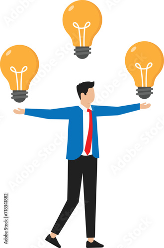 Idea bulbs people and Inspiration and crisis and geniuses persons with glowing light bulbs, persons and team with braked lamps, successful and unsuccessful solution nowadays concept
