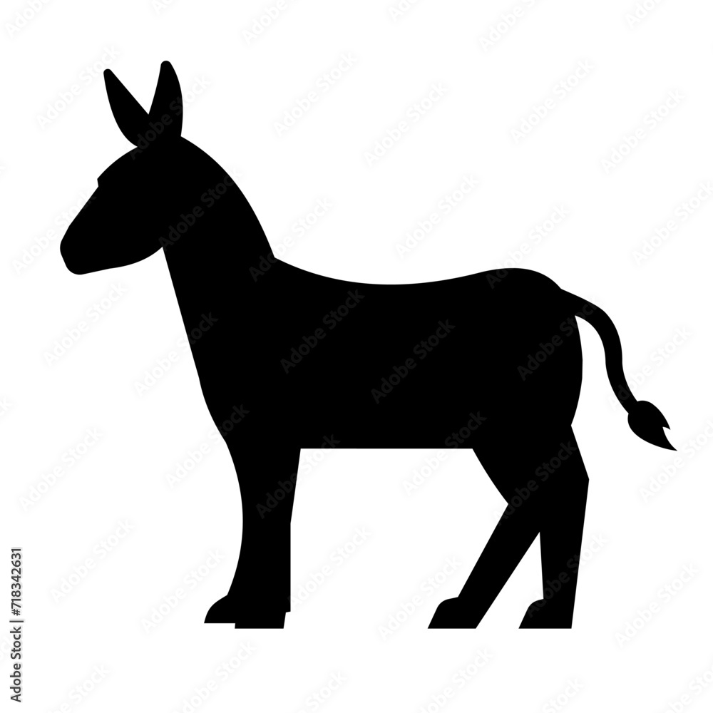 donkey silhouette, donkey vector illustration