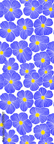 Simple blue floral pattern. Seamless background with doodle flowers. For wallpaper, wrapping paper, background, packaging, greeting card, notebook cover, case