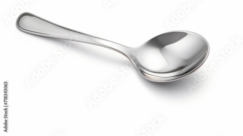 Shiny Silver Spoon with Oil Drop on White Background Generative AI