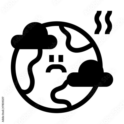 Icono de contaminación del planeta. Mundo enfermo, deterioro planetario, medio ambiente contaminado. Ilustración vectorial