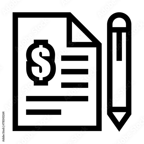 Icono de contrato. Documento legal, acuerdo, compromiso financiero. Ilustración vectorial