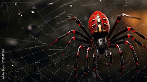 Fotografiet Spider on Web Generative AI