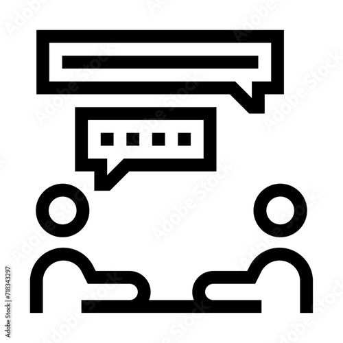 Icono de discusión. Debate, diálogo de participantes, conversación. Ilustración vectorial
