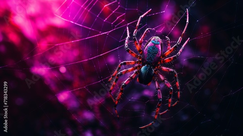 Print op canvas Spider on Web Generative AI