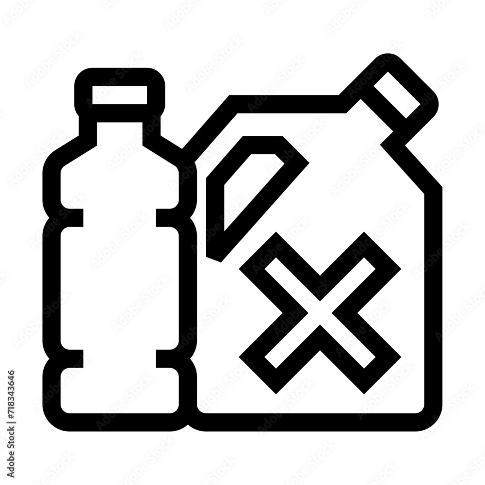 Icono de residuos plásticos. Contenedores de plástico, envases, reciclaje. Ilustración vectorial Icono de residuos plásticos. Contenedores de plástico, envases, reciclaje. Ilustración vectorial