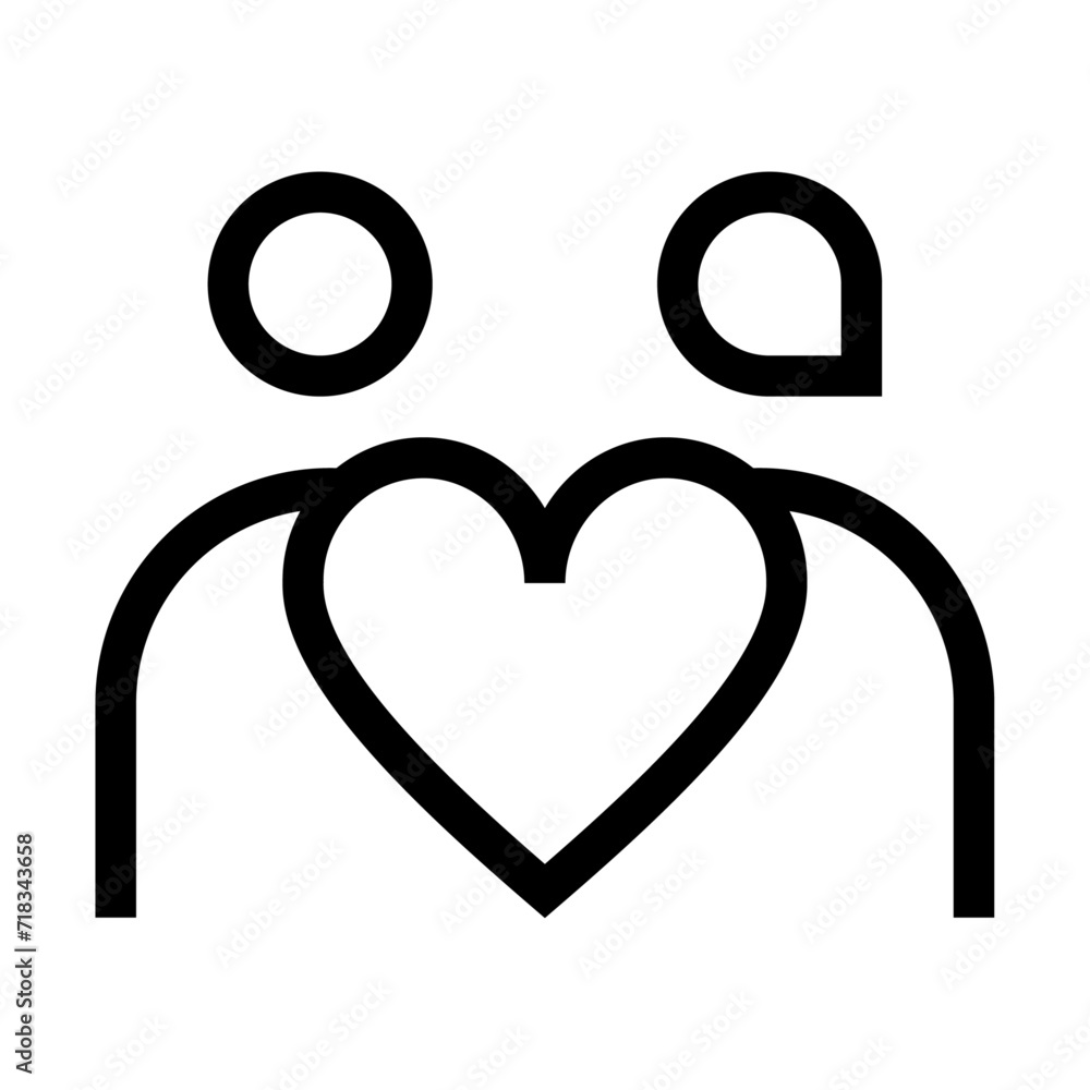 Icono de relación amorosa. Pareja de enamorados, novios, amor. Ilustración vectorial Icono de relación amorosa. Pareja de enamorados, novios, amor. Ilustración vectorial