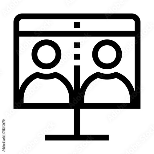 Icono de reunión en línea. Videoconferencia, llamada grupal, comunicación virtual. Ilustración vectorial
