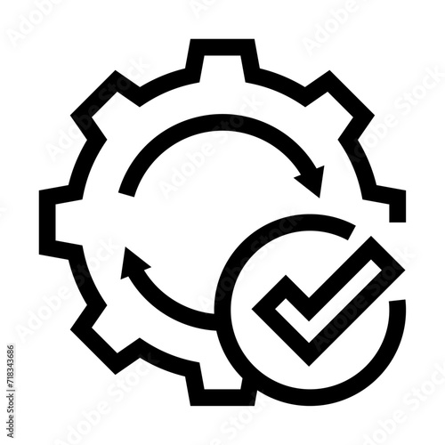 Icono de sincronización aprobada. Sistemas de control, proceso, aprobación. Ilustración vectorial